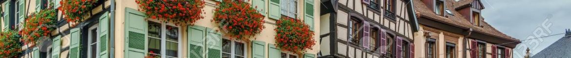 Street with historical houses in Obernai, Alsace, France